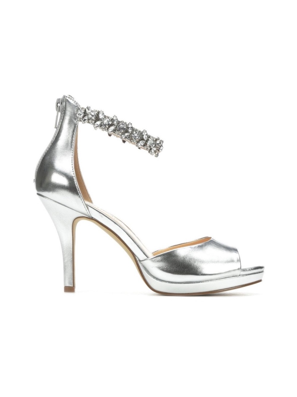 Badgley Mischka Silver Jeweled Heels 6.5